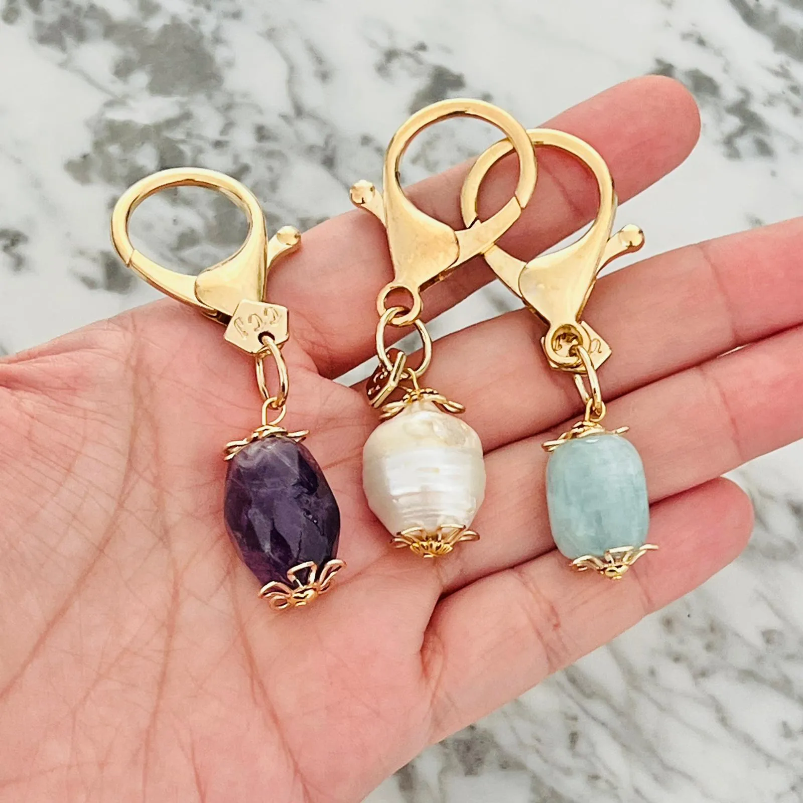 Aquamarine Bag Charm/ Key Ring