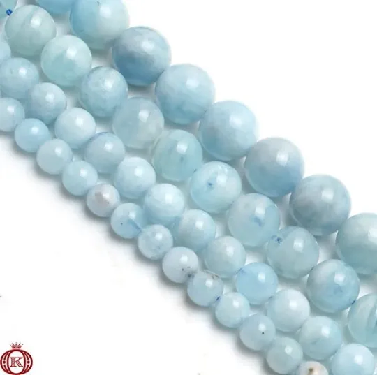 Aquamarine Beads Smooth Round