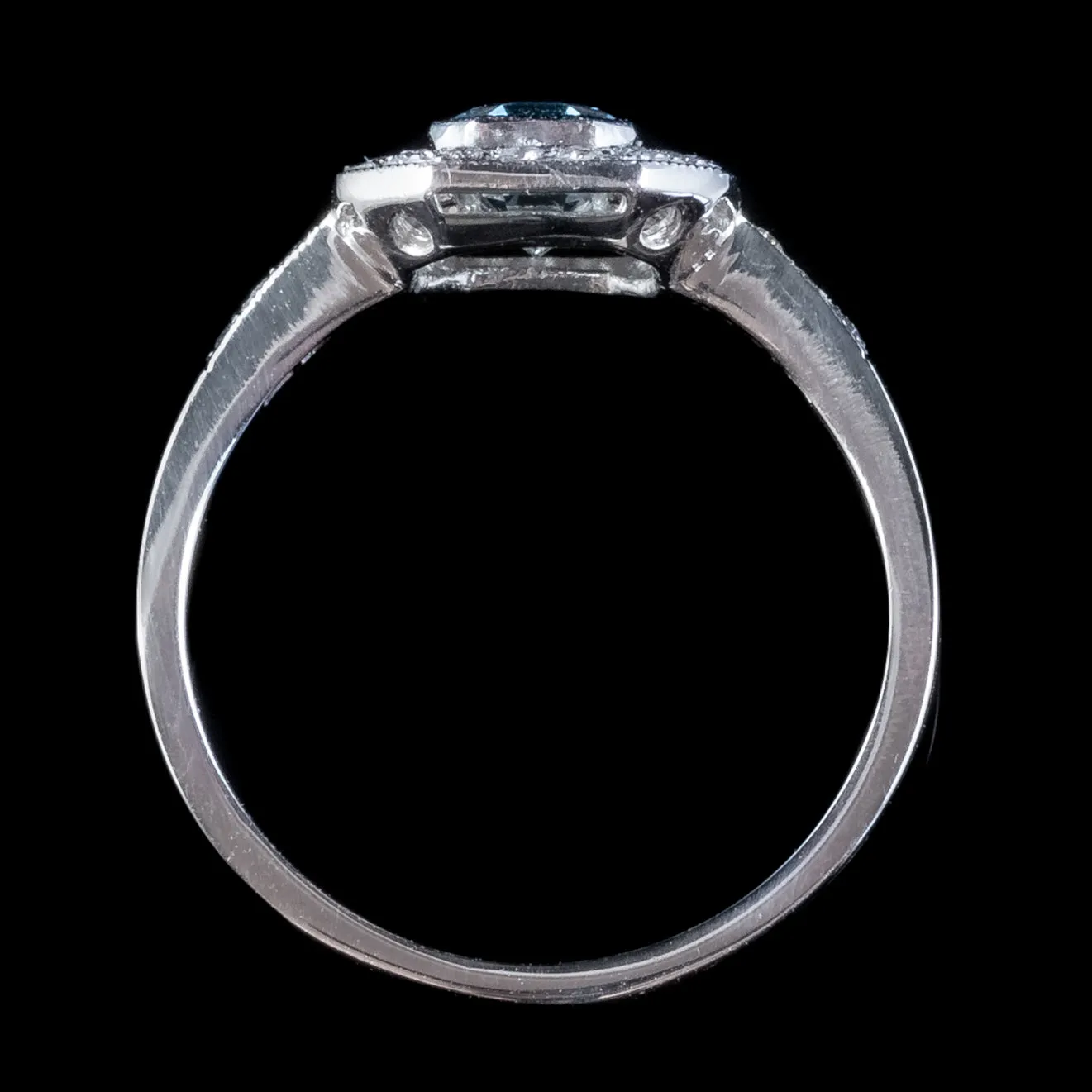 Aquamarine Diamond Cluster Ring Platinum 1.25ct Aqua