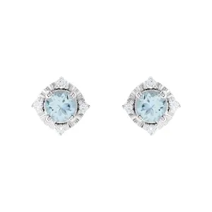 Aquamarine Earrings with Diamonds