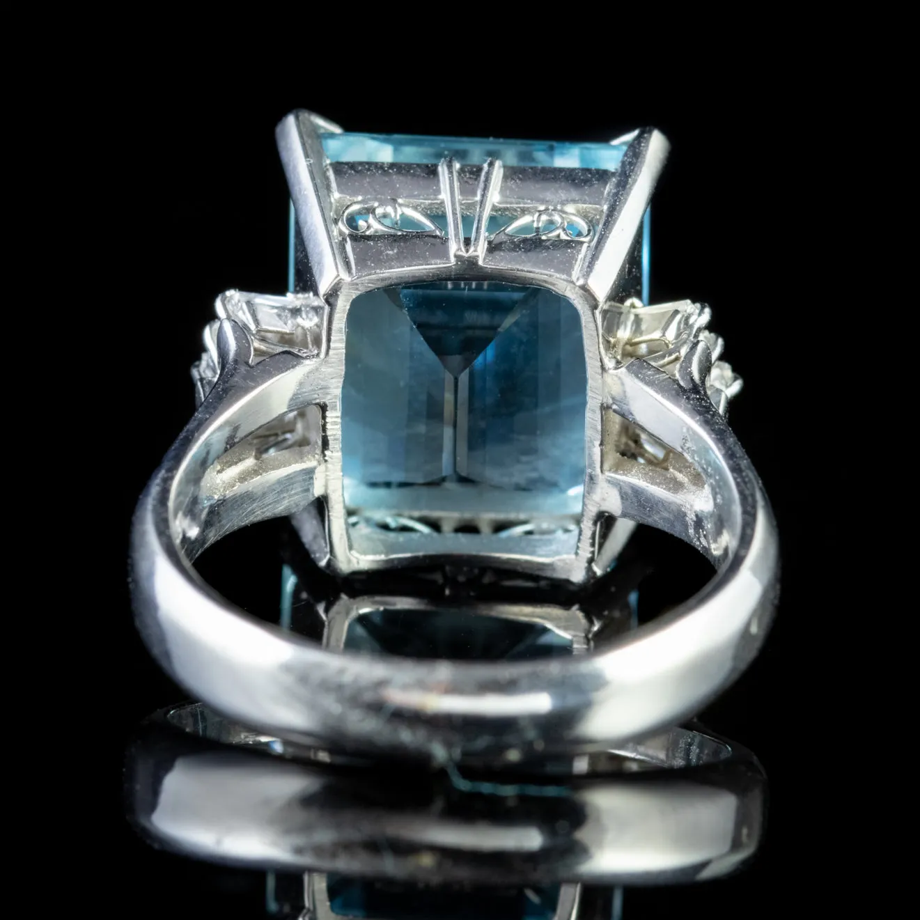 Art Deco Aquamarine Diamond Ring Platinum 10Ct Aqua Circa 1920