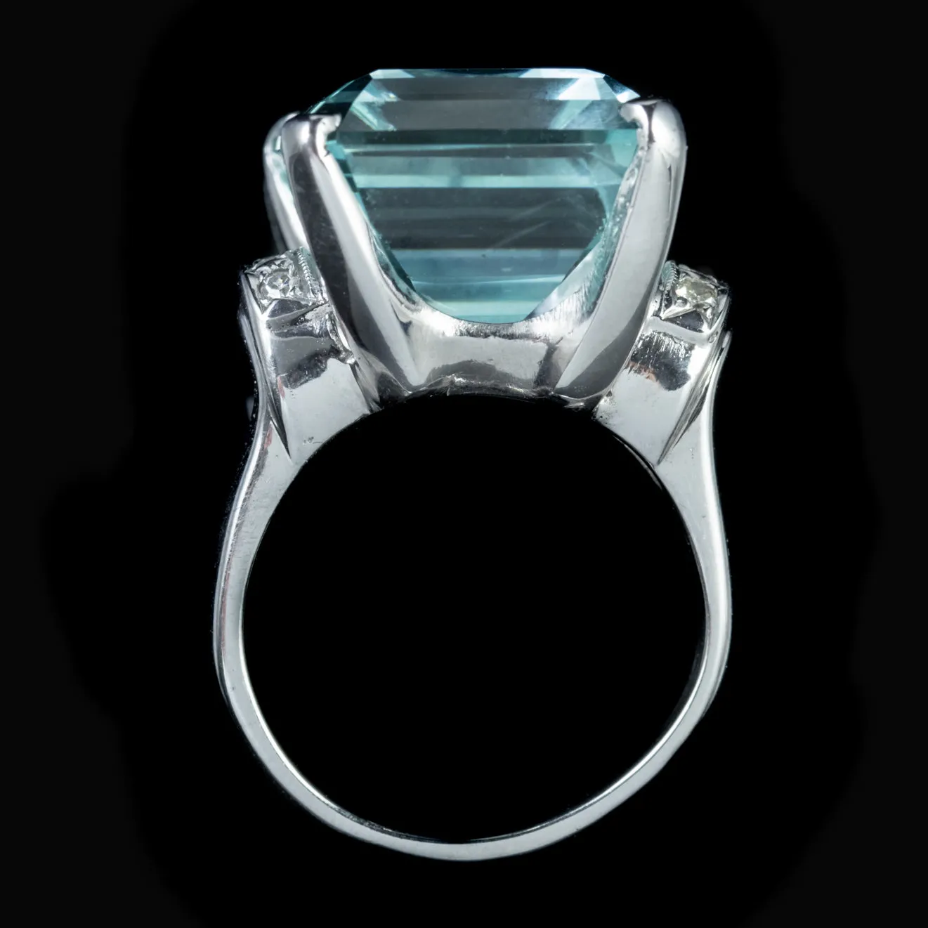 Art Deco Aquamarine Diamond Ring Platinum 25Ct Aqua Circa 1920