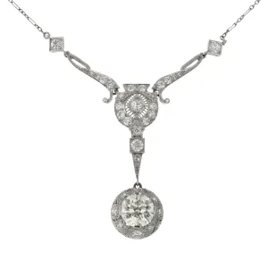 Art Deco Platinum Diamond Pendant Necklace