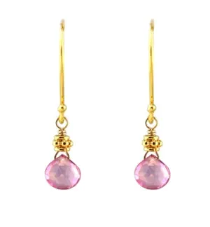 AVF Gold Petite Pink Topaz Drop Earrings (SI6725)