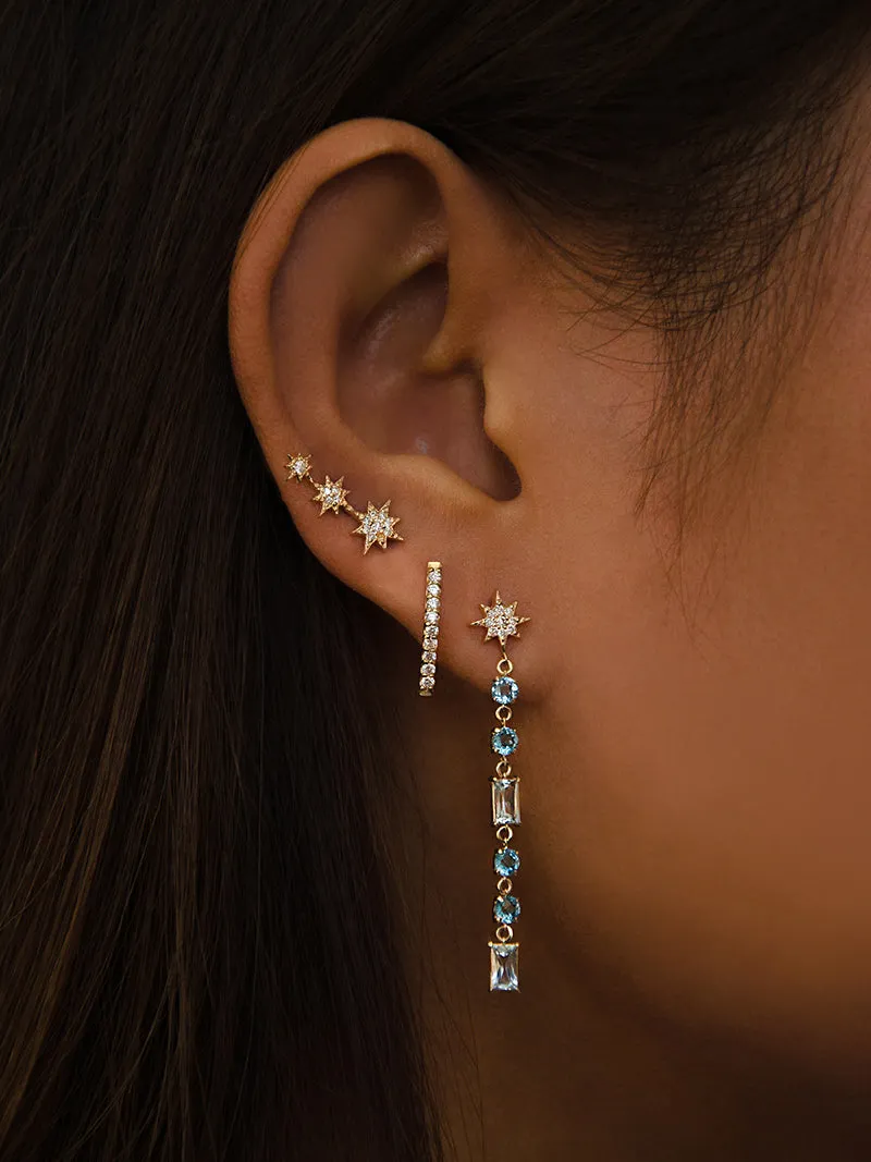 Aztec North Star Linear Baguette Earrings