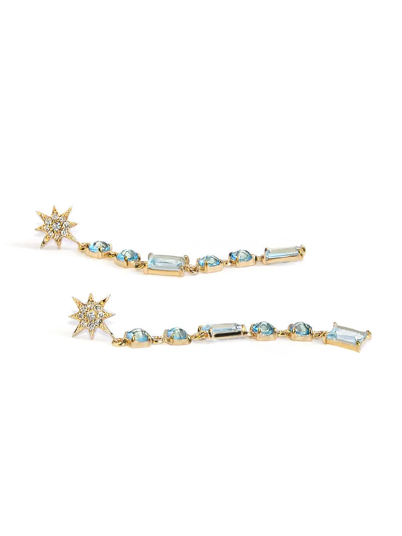 Aztec North Star Linear Baguette Earrings
