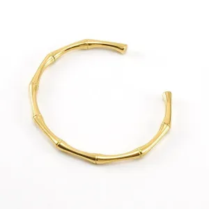 Bamboo-Inspired Cuff Bracelet - Stainless Steel Jewelry
