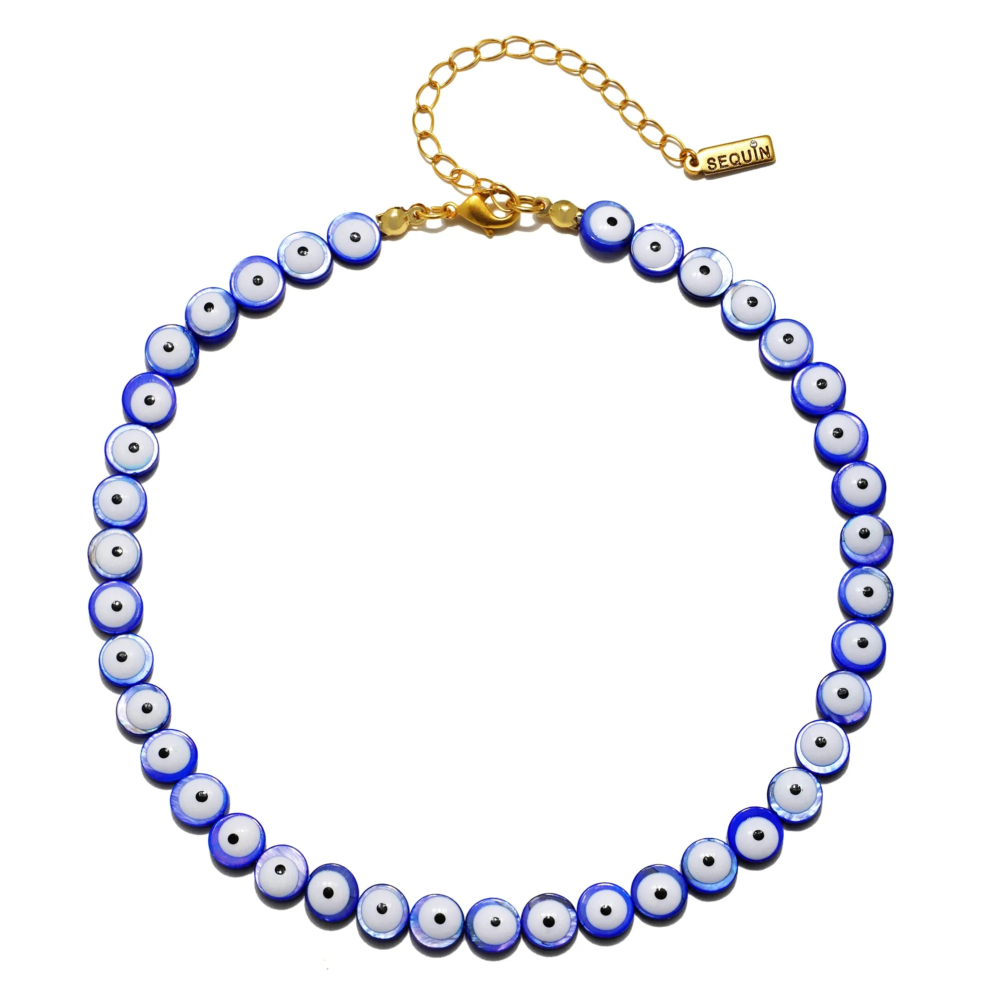 Beaded Evil Eye Choker Necklace (Purple)