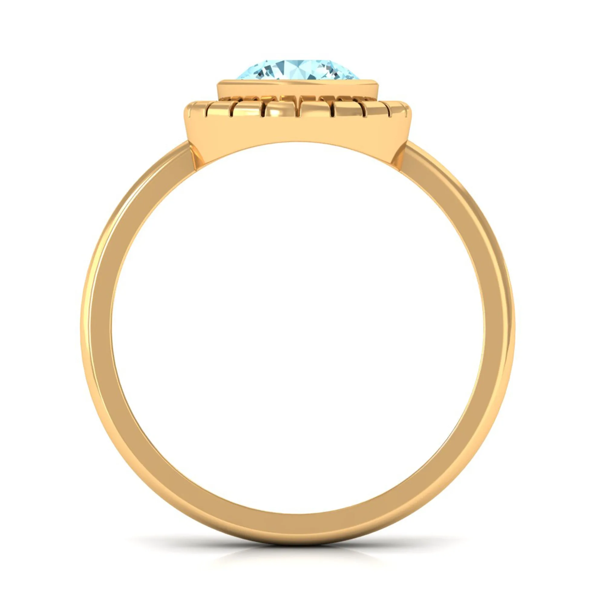 Bezel Set Aquamarine Solitaire Engagement Ring