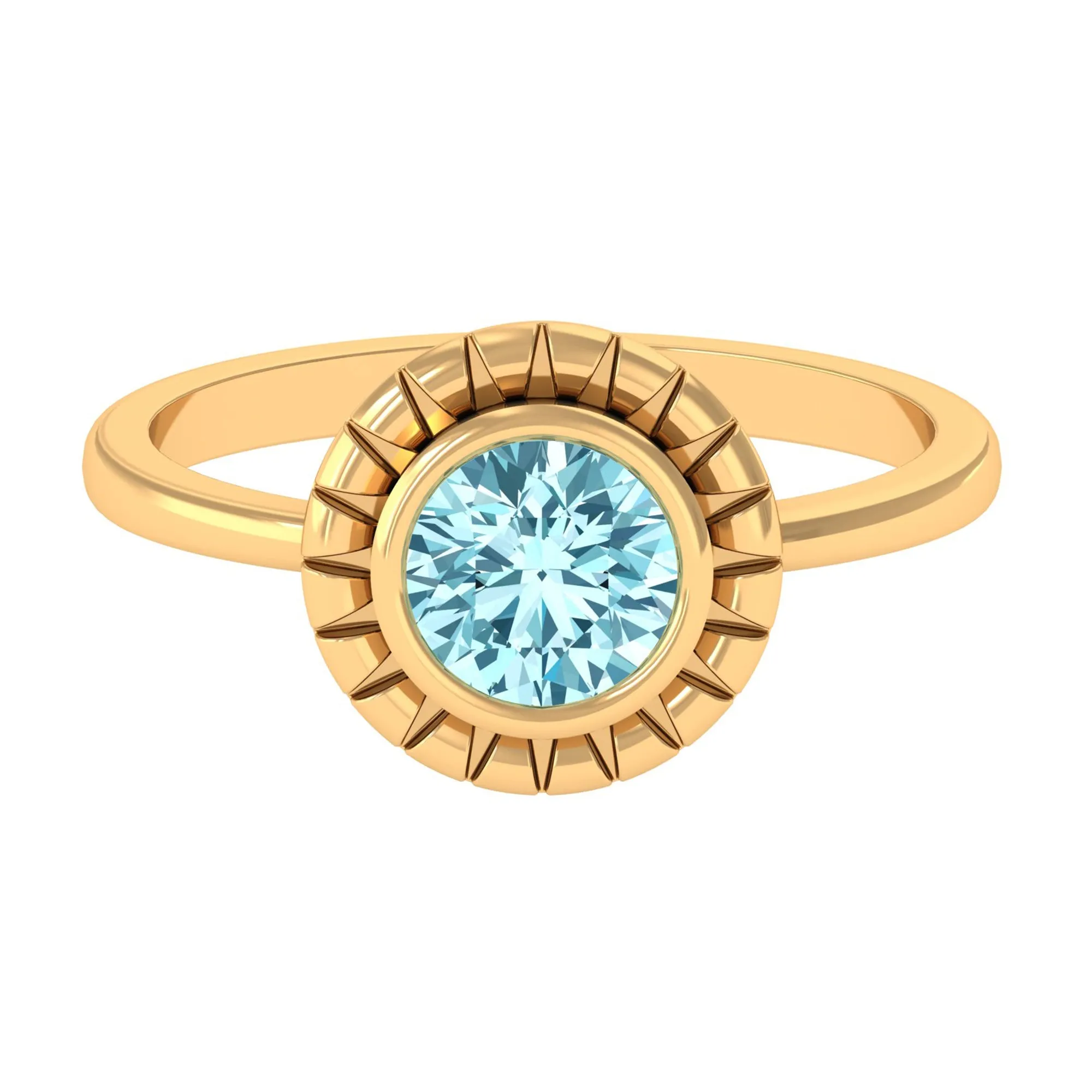 Bezel Set Aquamarine Solitaire Engagement Ring