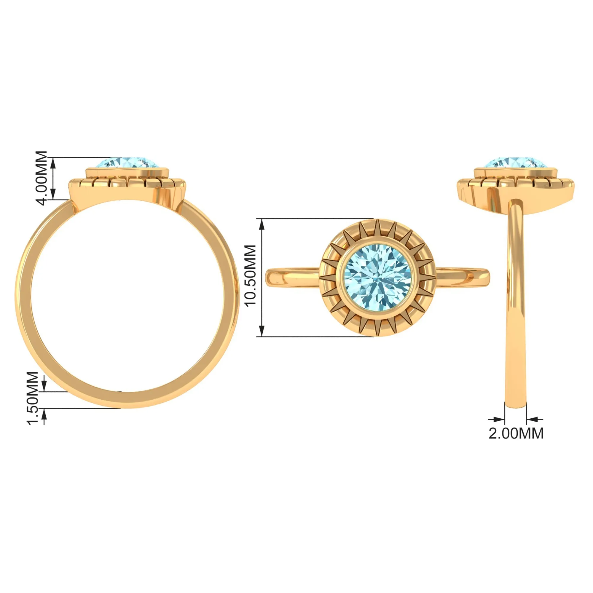 Bezel Set Aquamarine Solitaire Engagement Ring
