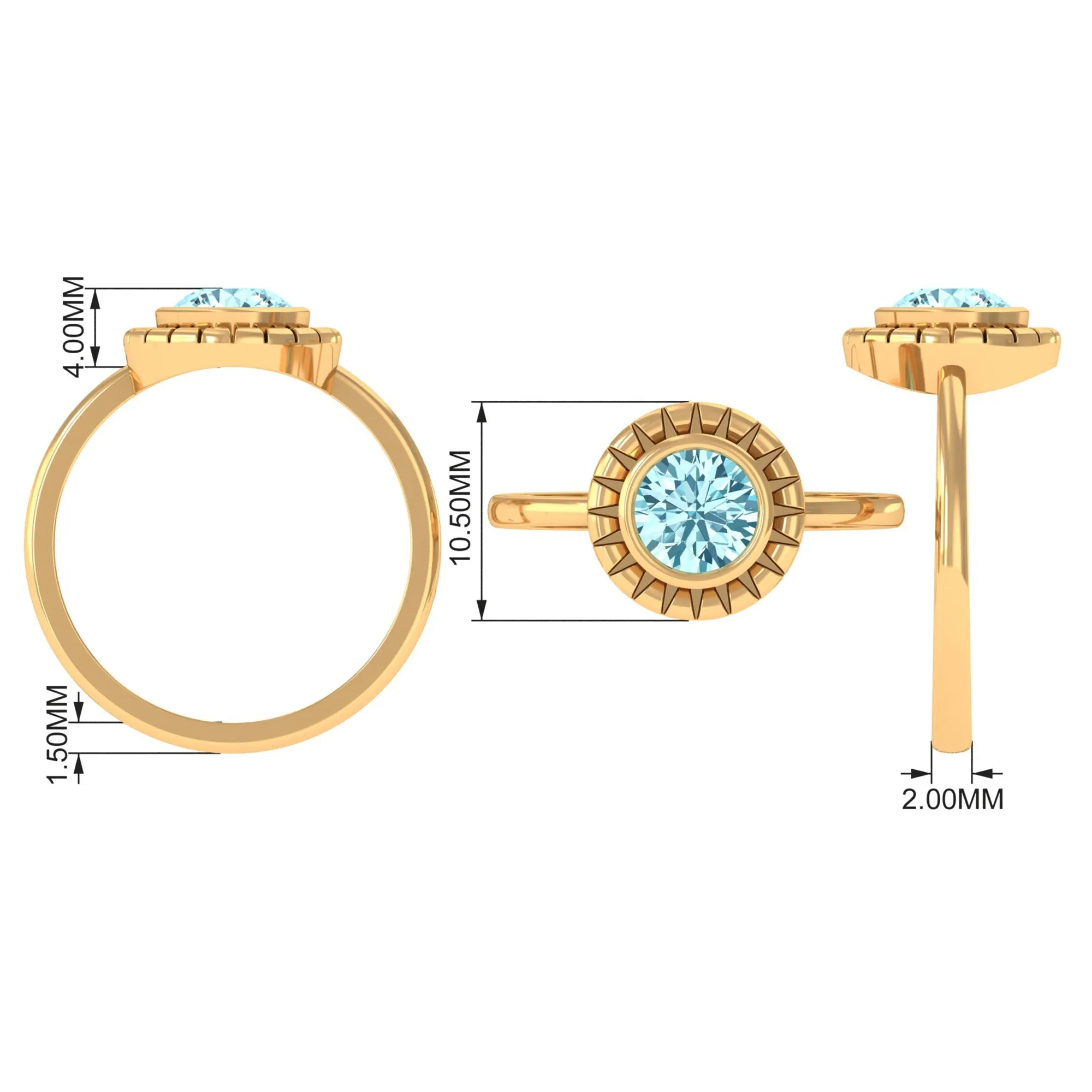 Bezel Set Aquamarine Solitaire Engagement Ring