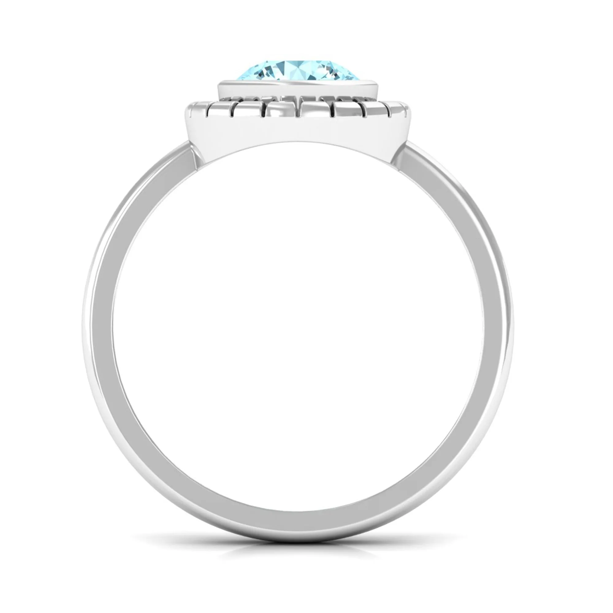 Bezel Set Aquamarine Solitaire Engagement Ring