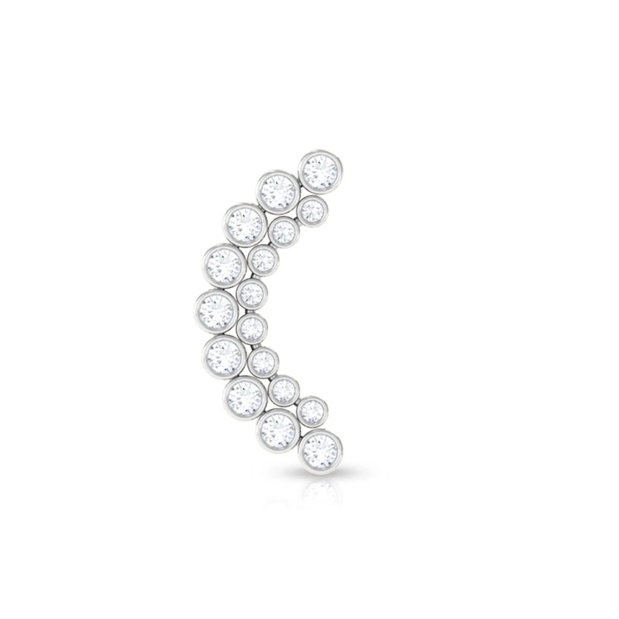 Bezel Set Diamond Ear Crawler Earring with Flat Back