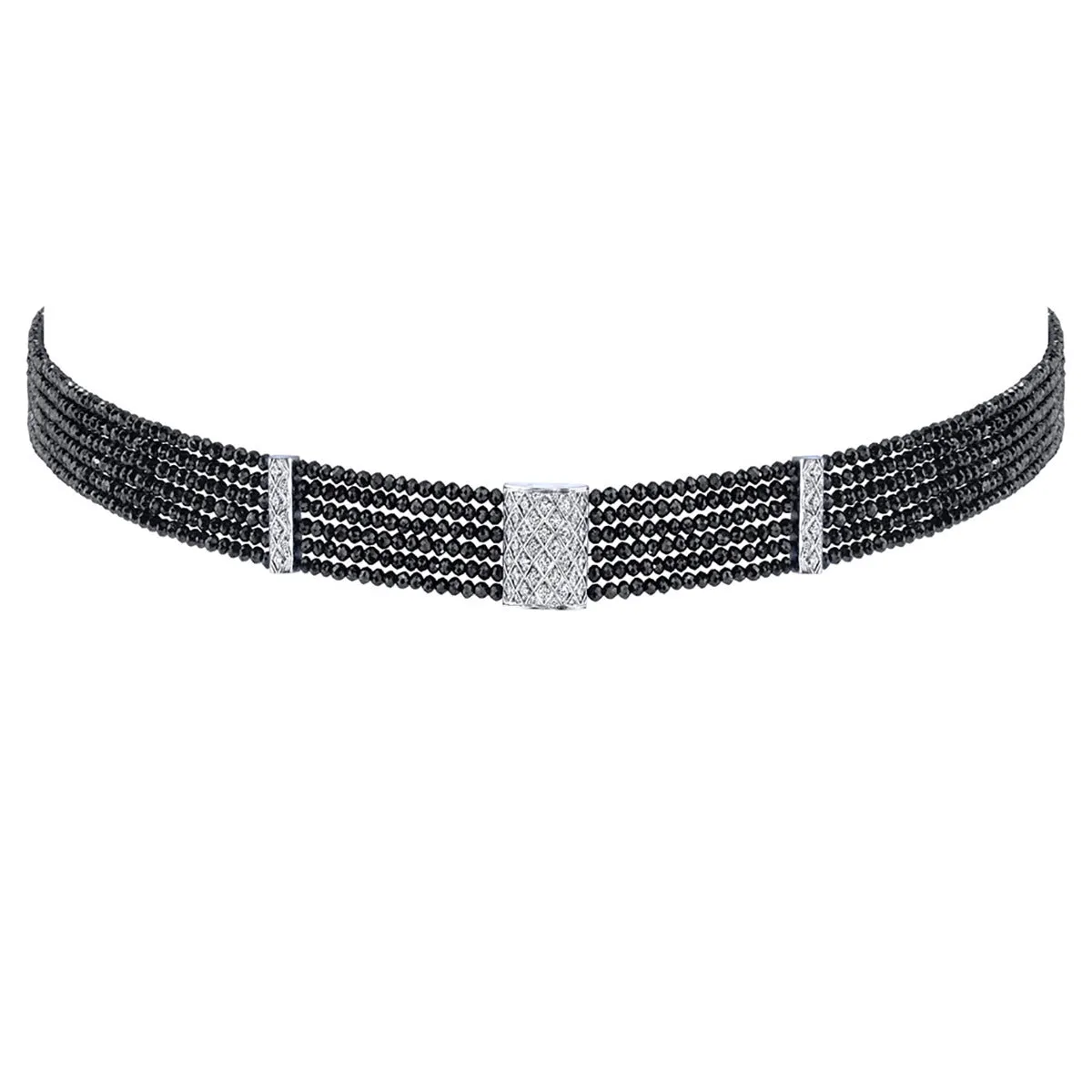 Black Diamond Bead and White Diamond Choker