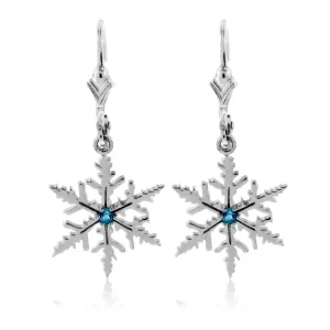 Blue Topaz Snowflake Dangle Earrings