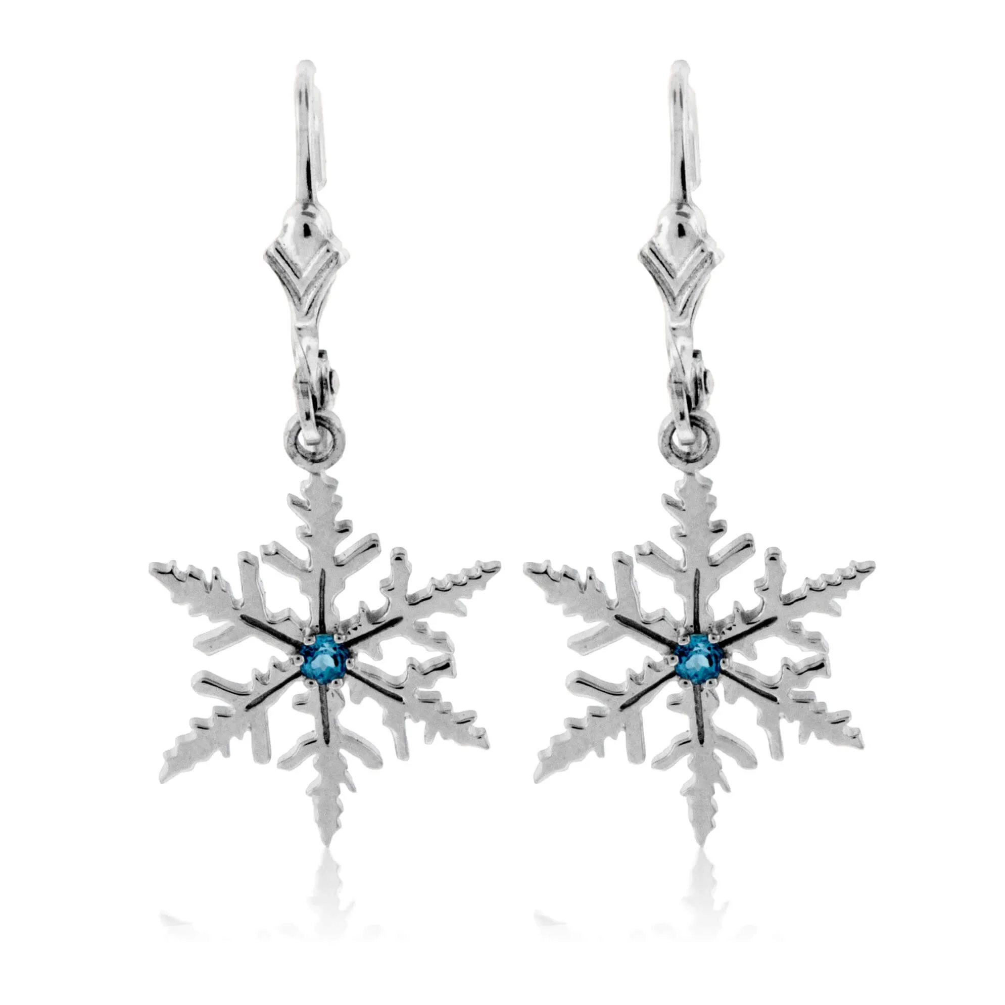 Blue Topaz Snowflake Dangle Earrings