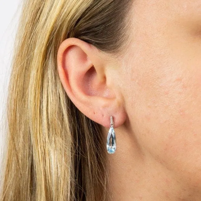 Blue Topaz Teardrop White Gold with Diamonds Earrings GE2385T