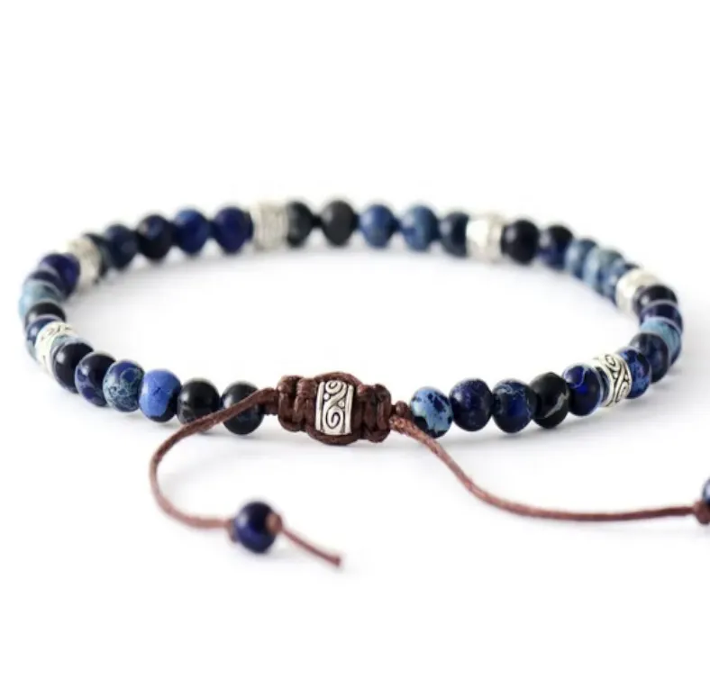 Bracelet d'Élégance en Jaspe Bleu Foncé