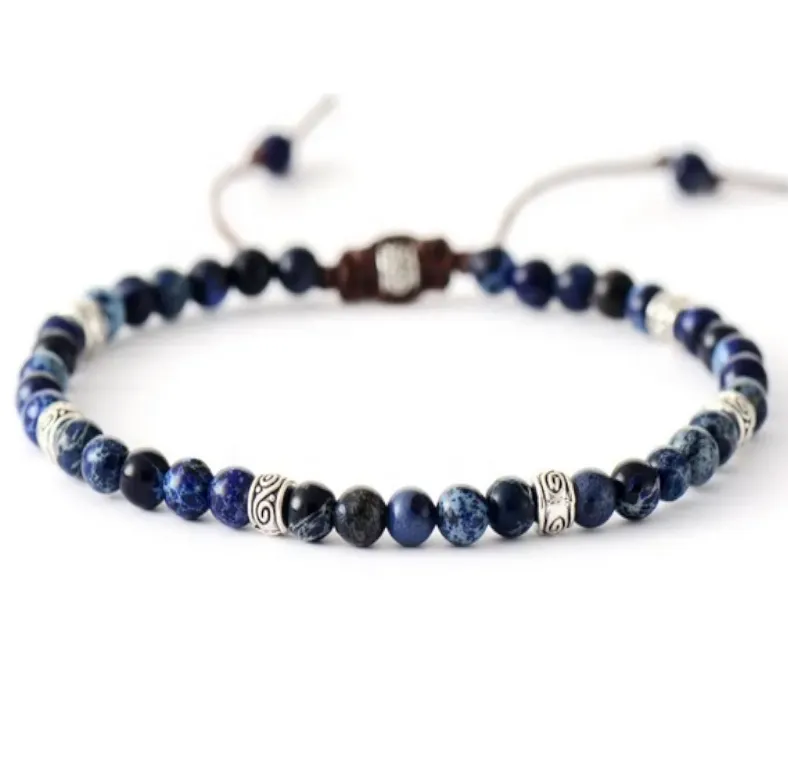 Bracelet d'Élégance en Jaspe Bleu Foncé