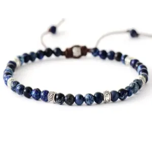 Bracelet d'Élégance en Jaspe Bleu Foncé