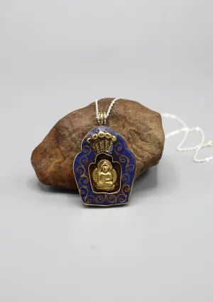 Brass Shakyamuni Buddha Inlaid Pendant