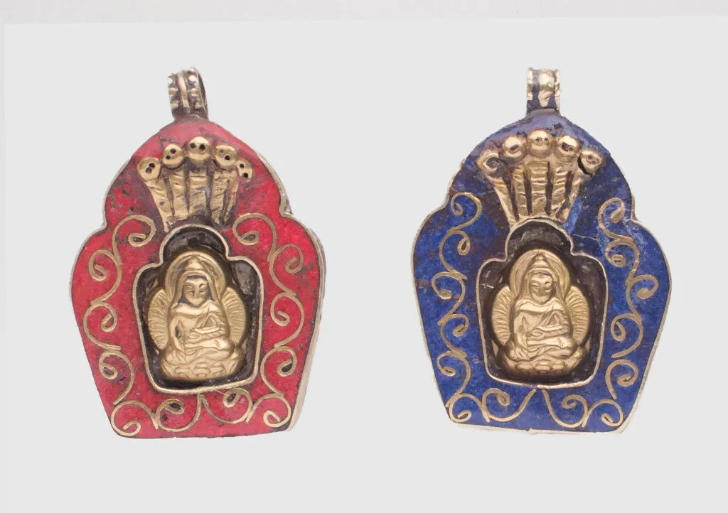Brass Shakyamuni Buddha Inlaid Pendant