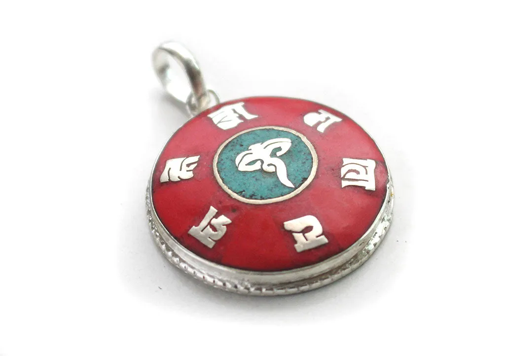 Buddha Eyes Inlaid White Metal Pendant