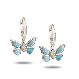 Butterfly Earrings, Sterling & Larimar