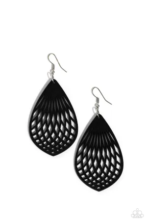 Caribbean Coral - Black Earrings - Paparazzi Accessories