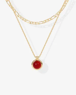 Carnelian & Aventurine Gemstone Layered Necklace