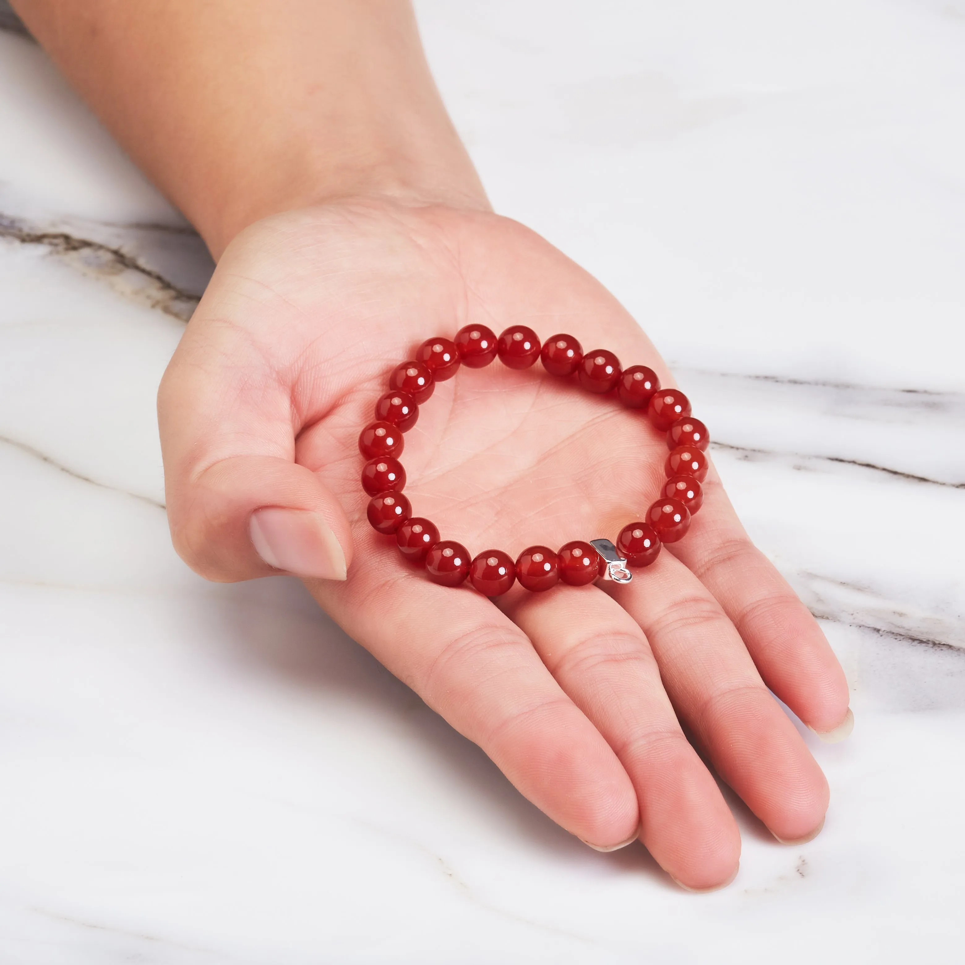 Carnelian Gemstone Charm Stretch Bracelet