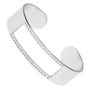 Centerline Beadable Cuff Bracelet, with Rectangular Cutout and Holes 16x58mm, Silver Plated (1 Piece)