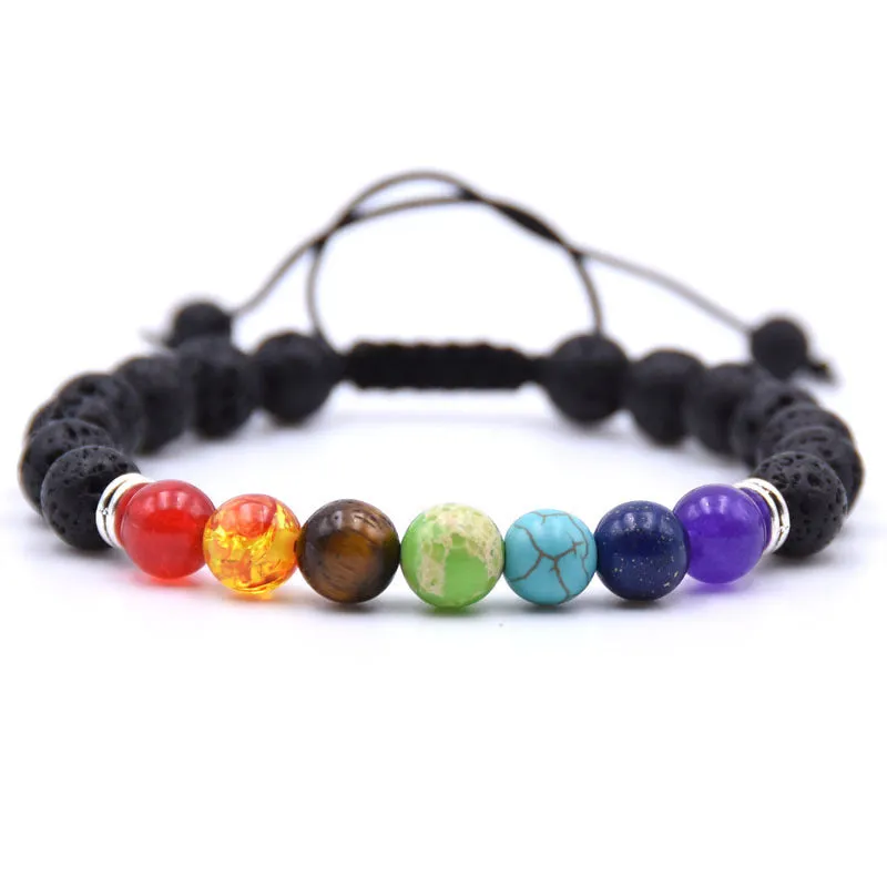 Chakra Charms Lava Rock Bracelets For Men/Women