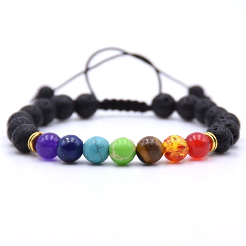 Chakra Charms Lava Rock Bracelets For Men/Women