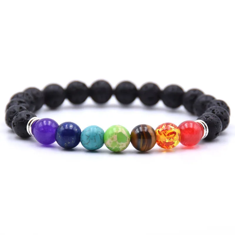Chakra Charms Lava Rock Bracelets For Men/Women