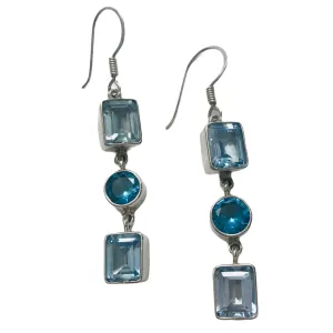 Charles Albert Silver - Blue Topaz Created Gemstone Earrings
