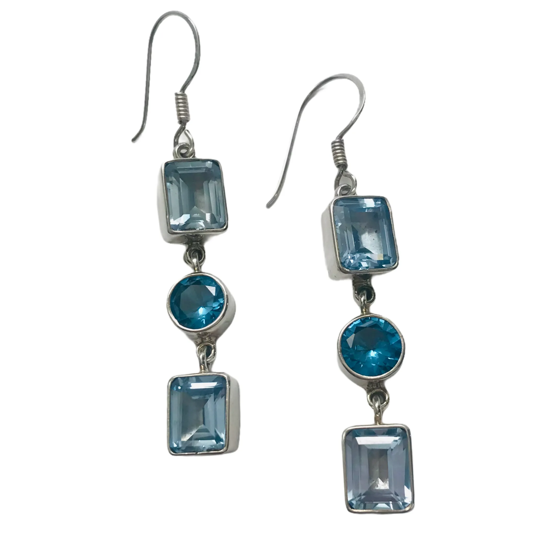 Charles Albert Silver - Blue Topaz Created Gemstone Earrings