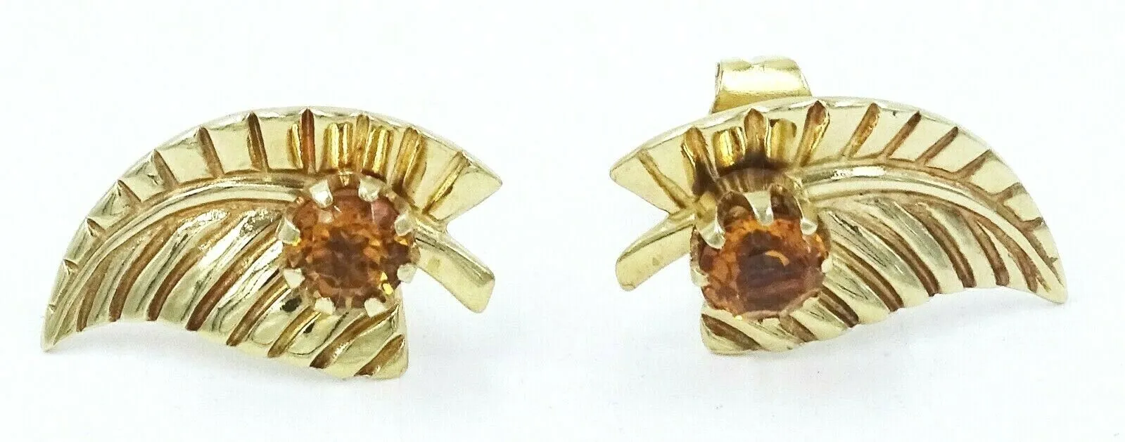Citrine 9ct Yellow Gold Leaf Earrings