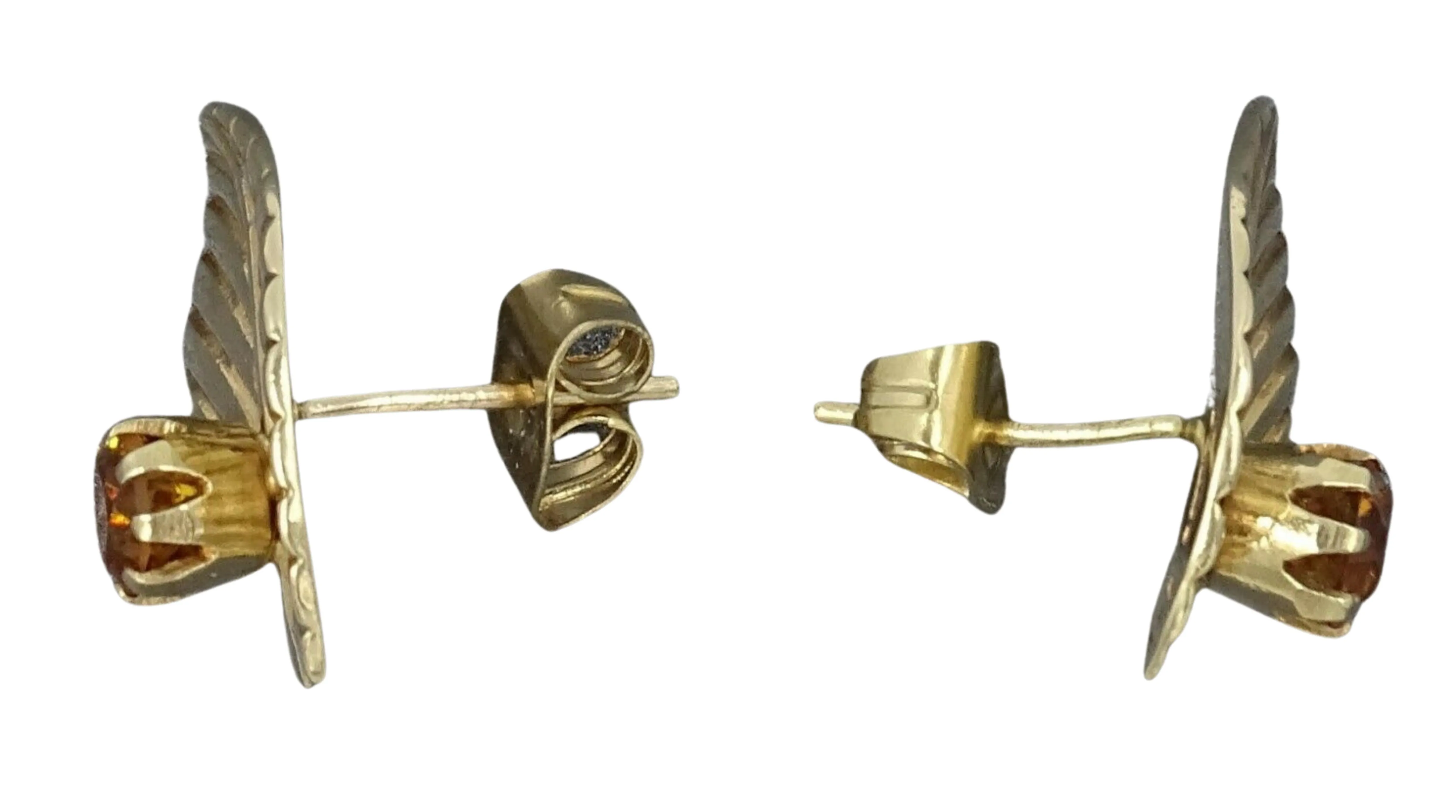Citrine 9ct Yellow Gold Leaf Earrings