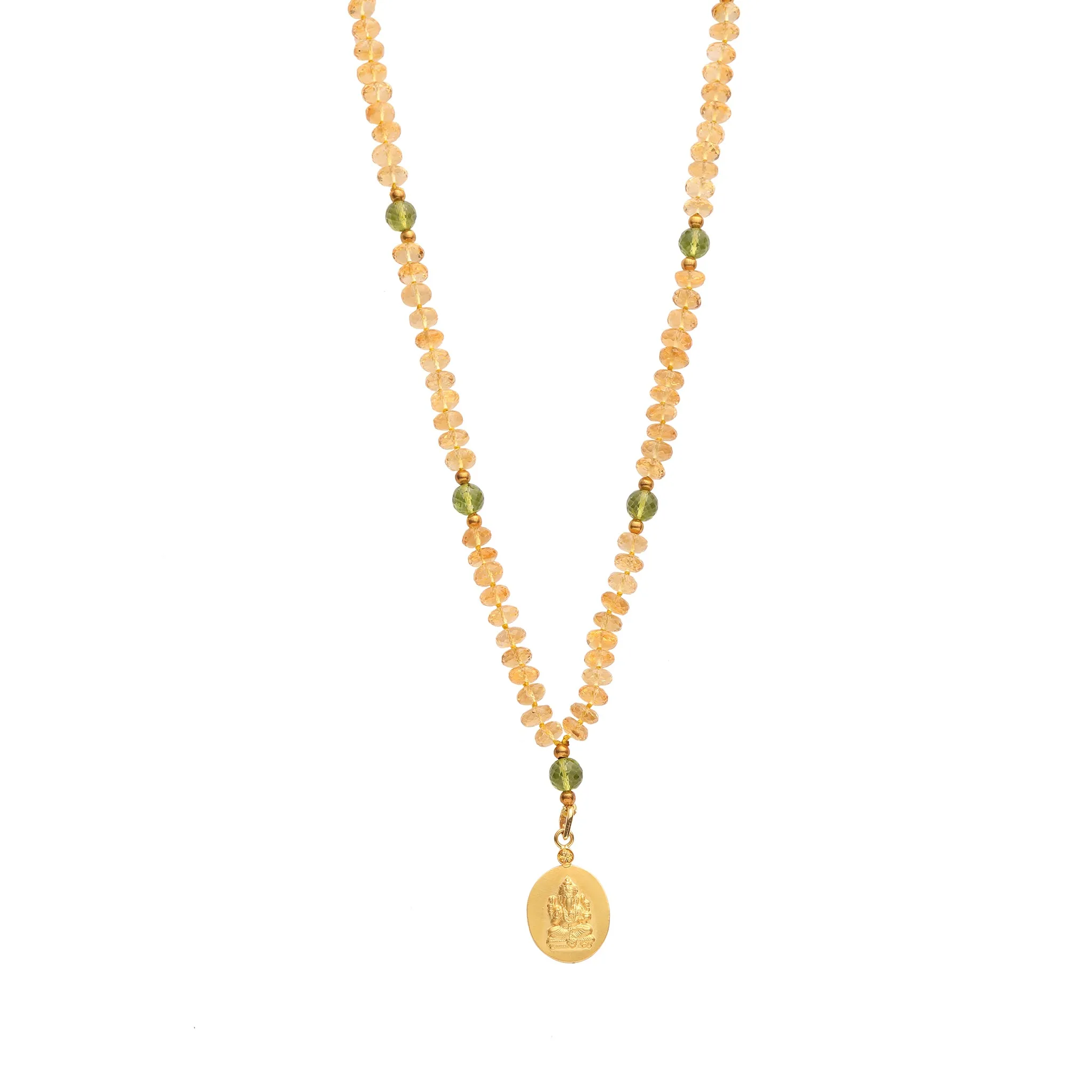 Citrine with Peridot Ganesha Istha Devata Japa Mala