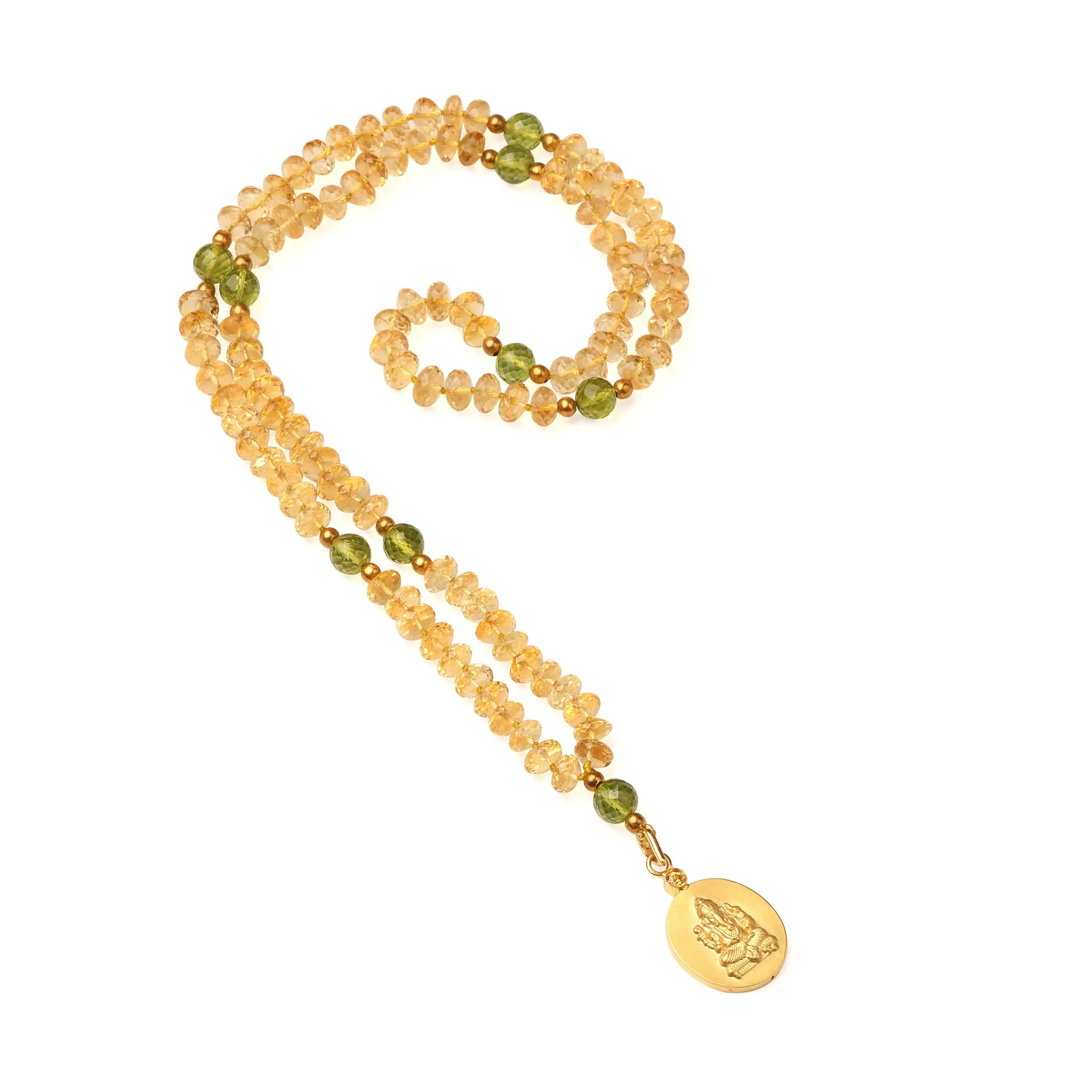 Citrine with Peridot Ganesha Istha Devata Japa Mala