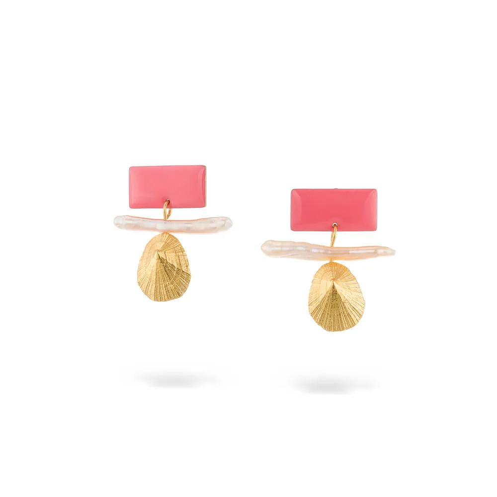 Cityshore - earrings - coral pink - silver 925  - gold plated