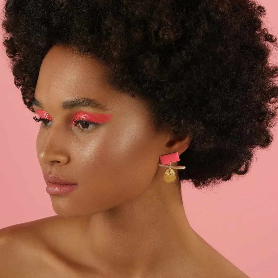 Cityshore - earrings - coral pink - silver 925  - gold plated