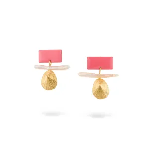 Cityshore - earrings - coral pink - silver 925  - gold plated