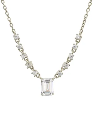 Claudia Gemstone Pendant Necklace Silver Clear Quartz