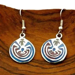 Colorful Silver and Resin Earrings Maze Artisana
