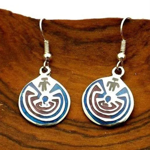 Colorful Silver and Resin Earrings Maze Artisana