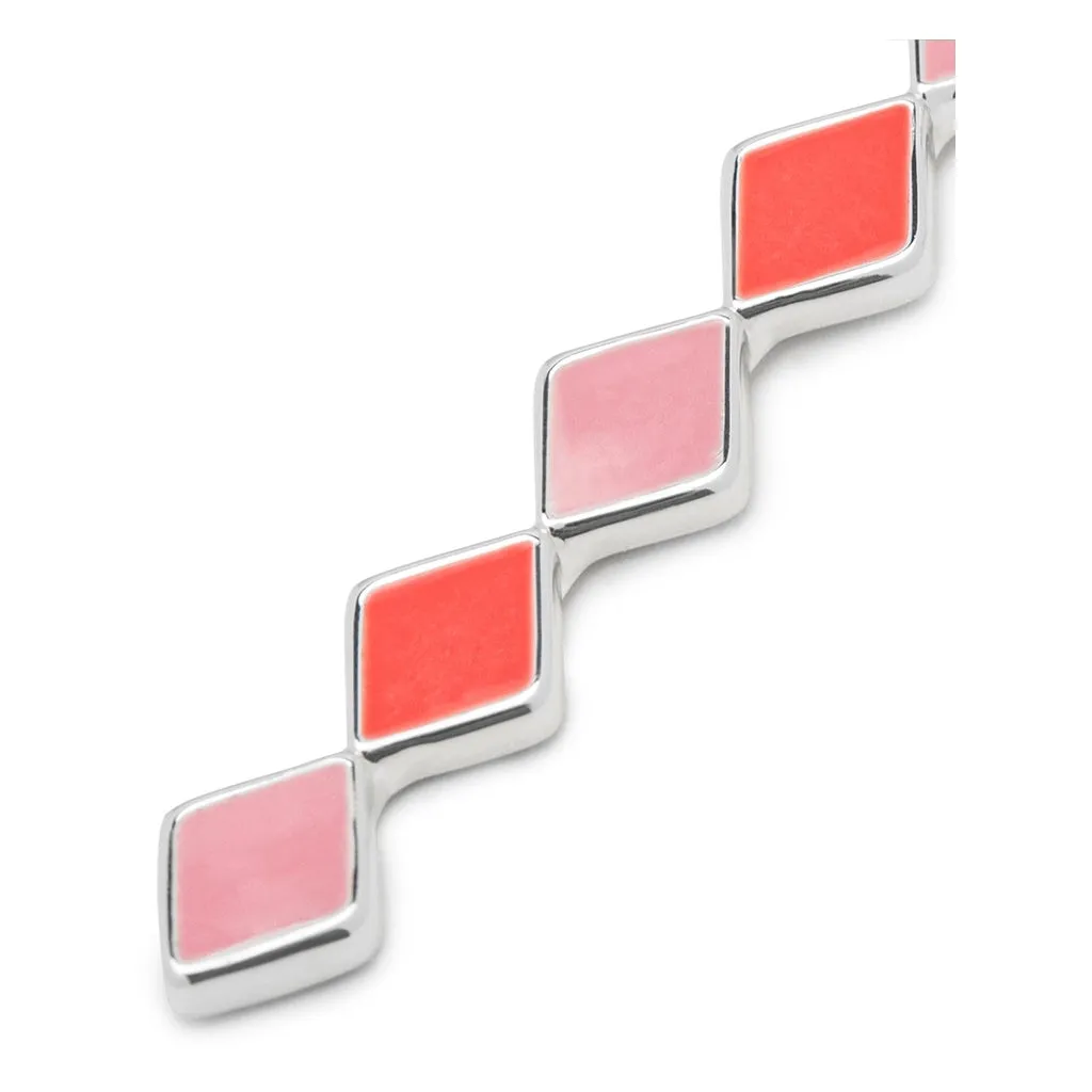 Confetti Long earring 1 pcs silver plated - Orange Coral - Light Pink