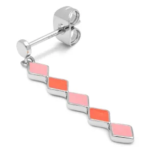 Confetti Long earring 1 pcs silver plated - Orange Coral - Light Pink